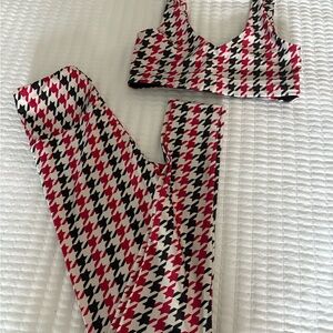 Goldsheep Red and Black Houndstooth Pattern Top and Bottoms